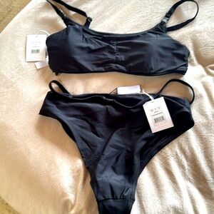 Andie Black Bikini Set with Scoop Top and High-Cut Bottoms